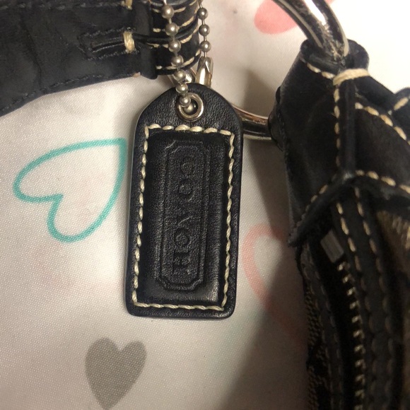 COACH Vintage black and gray signature small hobo style handbag. - Picture 2 of 11